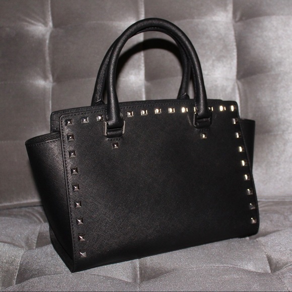 Michael Kors Studded Satchel Bag - Picture 6 of 14
